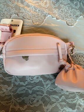 SM1, NWT Steve Madden Light Pink Belt Bag with Detachable Mini Pink Pouch.